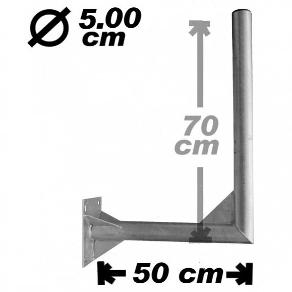 Wand-/Antennenhalter, 50cm, 50mm, 70cm hoch, Stahl
