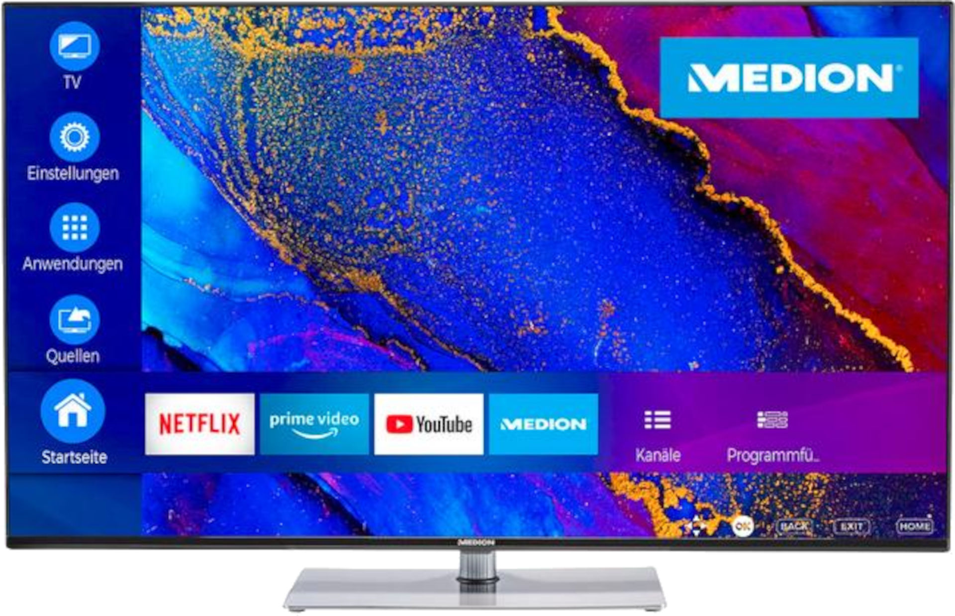50 Zoll Medion HDTV Fernseher 4k/UHD, Life X15018 Smart-TV
