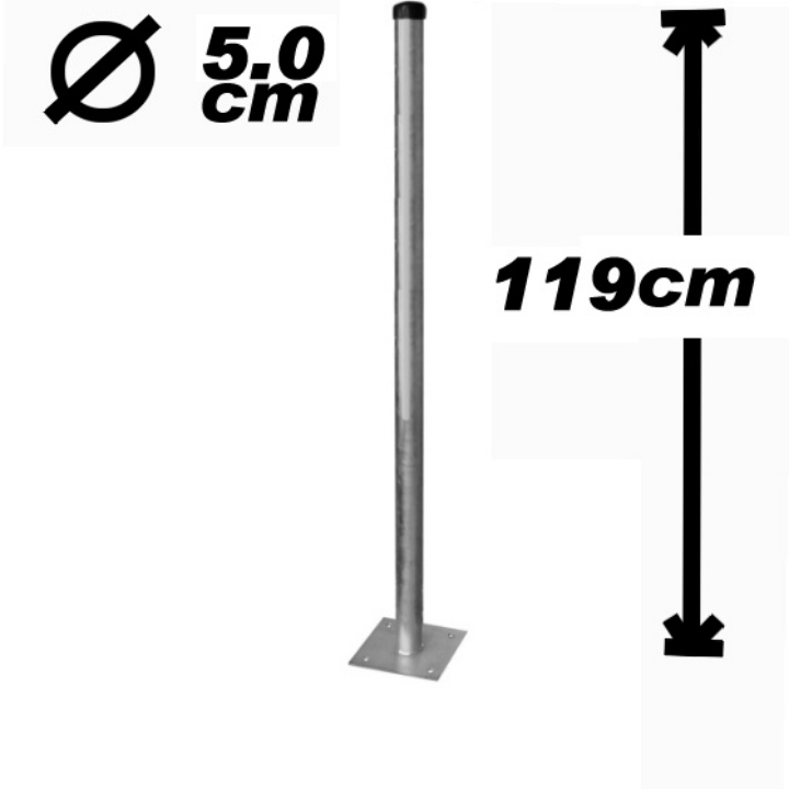 Standfuß, 119cm, 50mm, Platte: 18x18cm