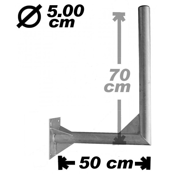 Wand-/Antennenhalter, 50cm, 50mm, 70cm hoch, Stahl