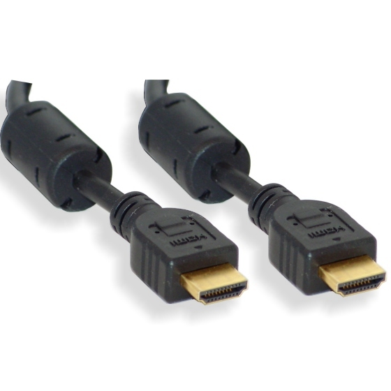 HDMI Kabel,  1.8m, Typ A/A, 2xFerritkerne, 3fach geschirmt, Gold